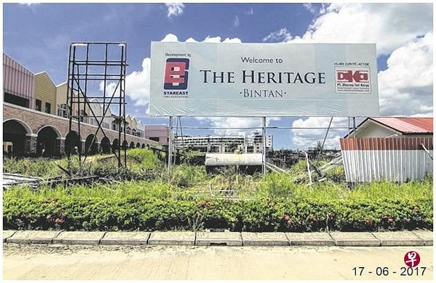 民丹岛度假村The Heritage被指至今已停工超过一年。（受访者提供）