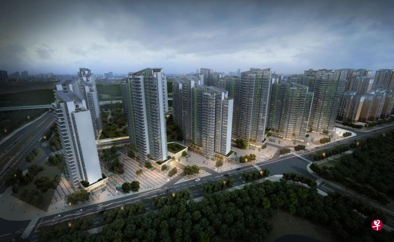 盛裕控股为中国云南省保山市建造的第一个市镇项目，包括26座高楼、多层停车场、幼儿园和邻里中心。（构想图）