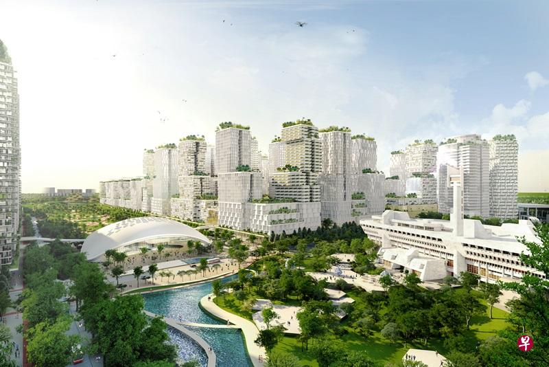 市区重建局最近公布裕廊湖区的发展蓝图提案,该地区将成为我国第二个中央商业区,有望创造10万 个就业机会,并提供2万个住宅单位,预计该地区附近的私宅项目会从中受益。(市区重建局照提供)