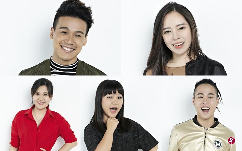 本周高手：龚杰蔚（上排左起）、林文荪、蔡忆雯、甄慧霞、黄家万。（《The Voice决战好声》提供）