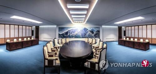青瓦台发布的韩朝首脑会谈场地内部图。（韩联社）
