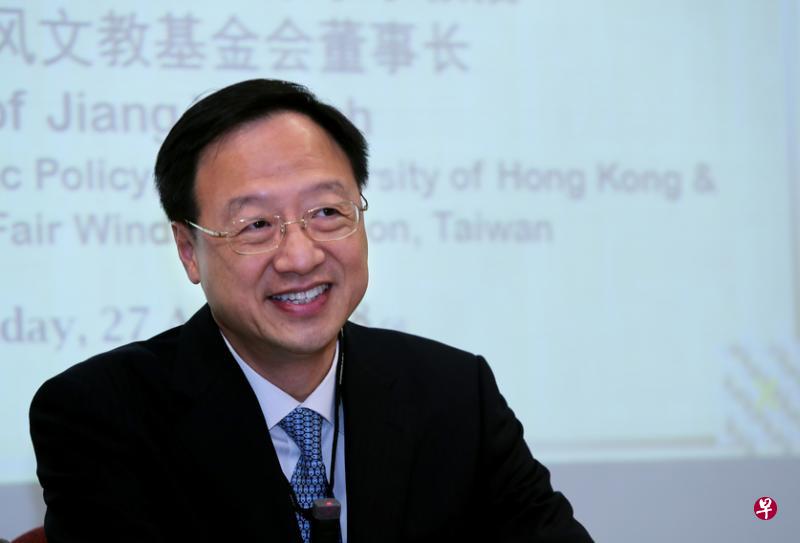 台湾前行政院长江宜桦上周五在东亚研究所演讲，分析台湾政治与两岸关系。（陈来福摄）