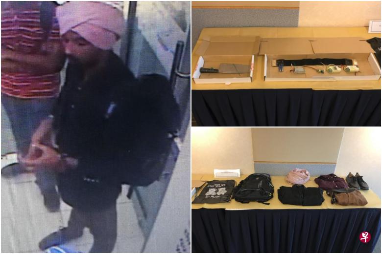 警方今早举行记者会，公布上个月28日下午4时30分左右在文礼地铁站外方圆当（ValueMax）所发生的企图抢劫案的嫌犯的详情。（警方提供/海峡时报）