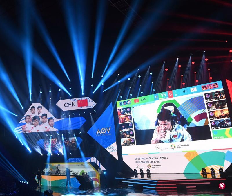 中国大陆电子竞技队以2金1银成为电竞项目大赢家。（法新社）