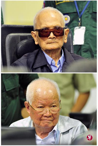 红高棉政权第二号人物农谢（上图）和曾任国家主席的乔森潘均被判处终身监禁。（路透社）