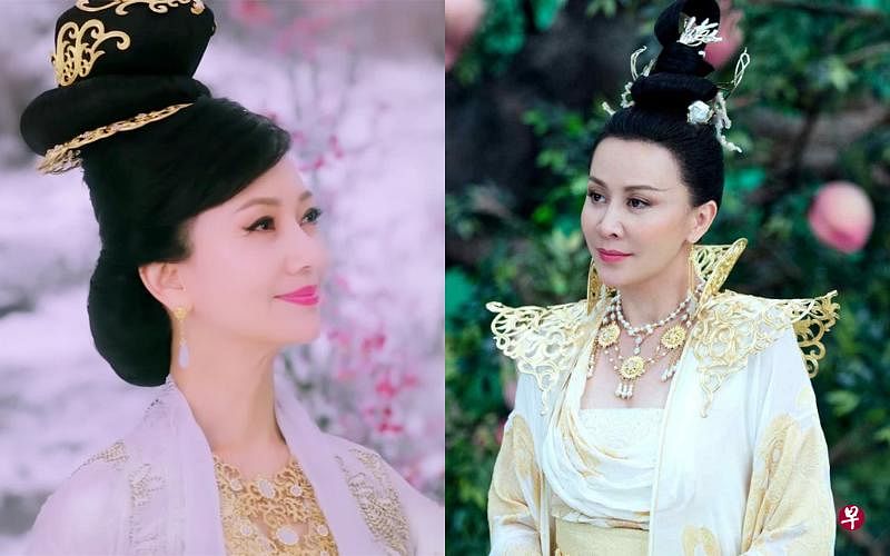 赵雅芝演骊山圣母（左图）、刘嘉玲客串西王母。（新电信提供）