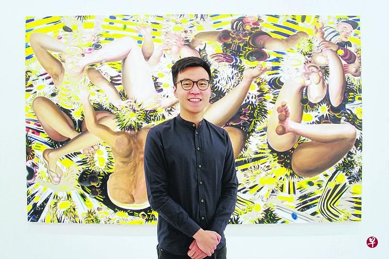 本地画家王亮杰的画作，着重于众多人体与对榴梿的美食欲望之间的感官交流。