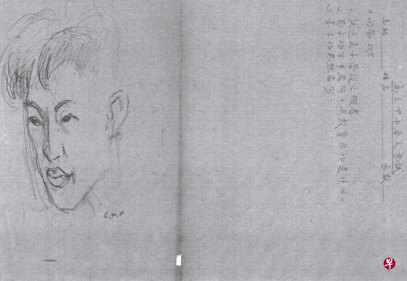 陈文希当年在华中任美术老师，于监考华文考试之闲，在试卷上素描学生卓南生的作品（1959年-1960年）；高三考卷的考题清晰可见：“孟子学说的要旨是什么？荀子教育的目的何在？如何评价墨子的思想？”（转载征得该文作者同意）