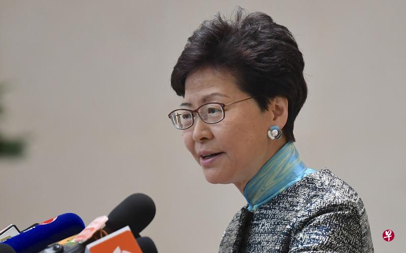 香港特首林郑月娥表示，特区政府将《逃犯条例》修订直接交上立法会恢复二读是非常艰难的决定。（香港中通社）