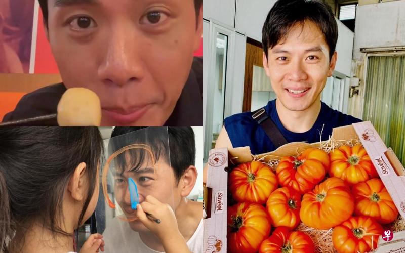 戚玉武热爱美食，不少贴文都以食物为主题（左上图，右图），他也分享和孩子温馨的时刻（左下图）。（戚玉武提供）