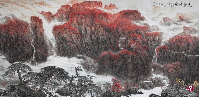 《大壑腾云》绣作原画出自当代画家陈克永。（主办方提供）