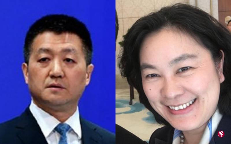 陆慷（左）的下一站是中国外交部北美大洋洲司，预计出任司长职务。华春莹则预计本月接任外交部新闻司司长。（互联网）