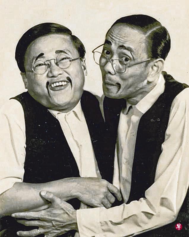 新加坡老观众非常熟悉王沙（右）与野峰搭档的电视谐剧。（档案照片）