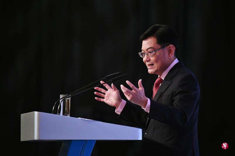 王瑞杰副总理于9月20日在新加坡峰会晚宴上发表主旨演讲。（海峡时报）