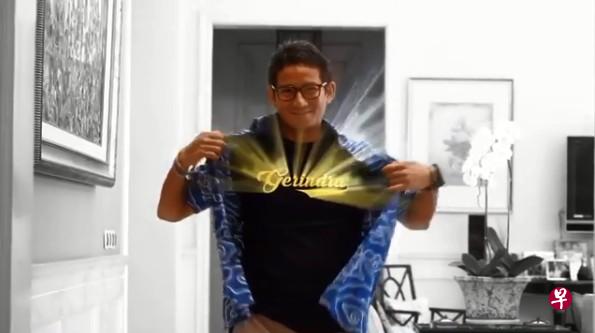 桑迪阿加在社交媒体发布视频，宣布重返大印尼运动党。（视频截图） 