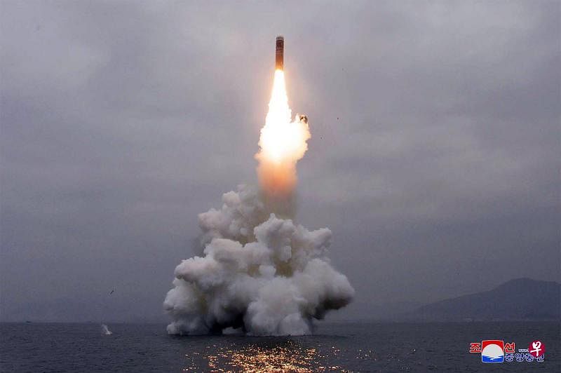 朝鲜试射了新型“北极星三型”潜射导弹。（法新社档案照）