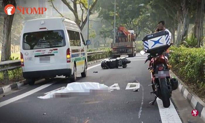 电单车疑似与罗厘发生碰撞，骑士不幸身亡。（STOMP） 