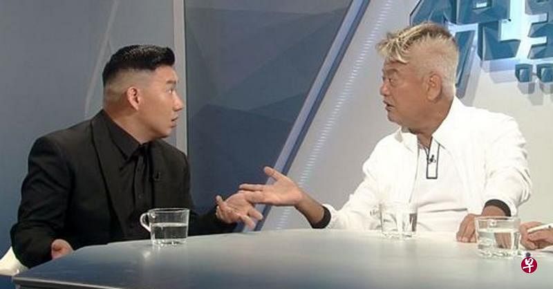 杜汶泽（左）与陈百祥的服装一黑一白，恰巧表达立场。（互联网）