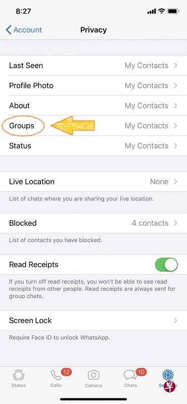 ②选择Groups（群组）里的③“My Contacts”（联络人）。（互联网）