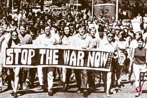 1961年代美国反战情绪高涨，美国各地示威连连。（互联网）