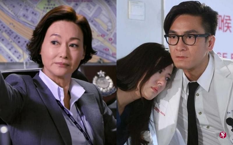 左图：惠英红在《铁探》演出霸气女警官。右图：马国明与唐诗咏（左）、李佳芯在《白色强人》演出叫好。（剧照）
