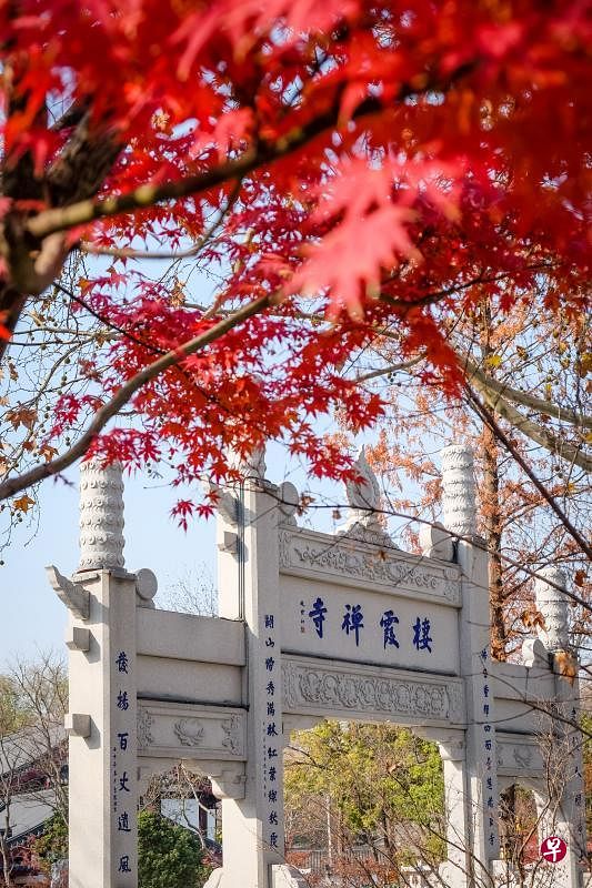 栖霞禅寺披红妆。