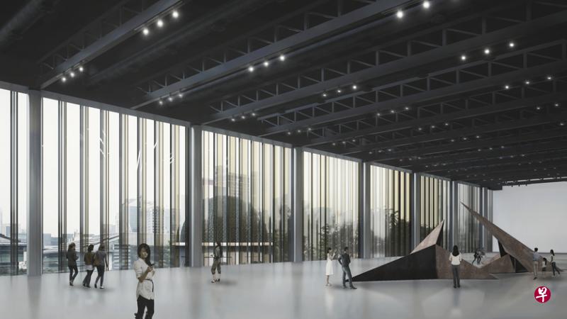 新加坡美术馆新增添的空中展厅，可看到圣约瑟书院建筑大楼穹顶。