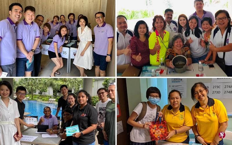 义工们在白沙-榜鹅集选区派发口罩时，居民纷纷送上致谢的礼物。（取自面簿） 