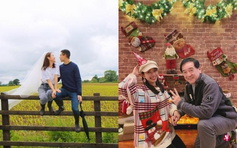 秦沛（右）的女儿姜丽文与男友原定2日结婚（左图）。（互联网）