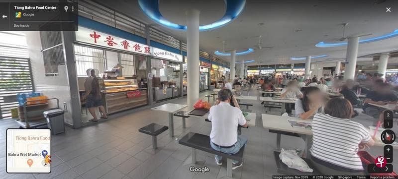 本地114家小贩中心的小贩资讯可通过谷歌地图的街景功能查询。（谷歌提供）