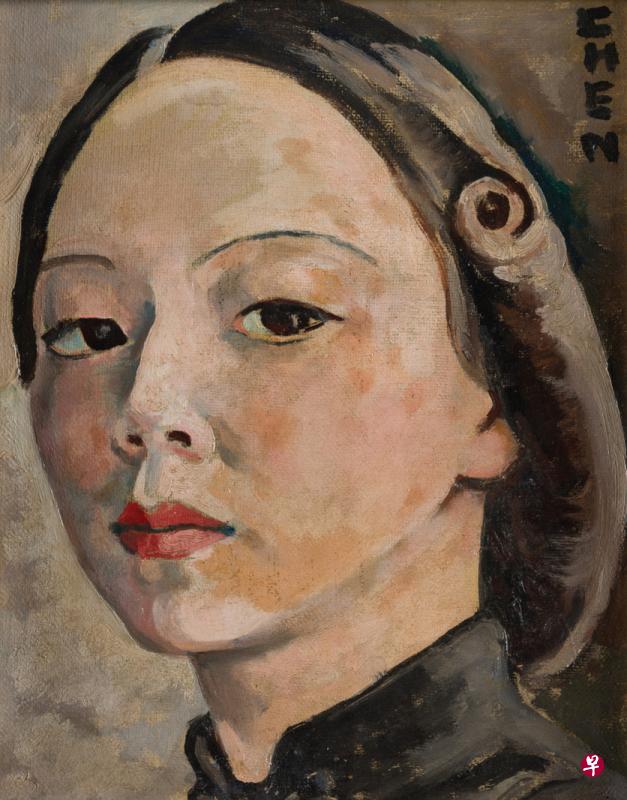 张荔英1946年自画像。