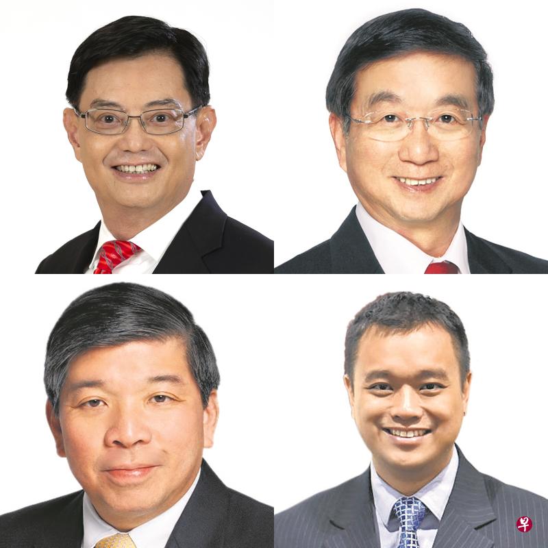 副总理兼财政部长王瑞杰（上排左起）将出席《联合早报》财政预算案商业论坛，同新加坡中华总商会会长黄山忠、新加坡工商联合总会主席张松声，以及中小企业商会会长王腾忆对话。（档案照片）