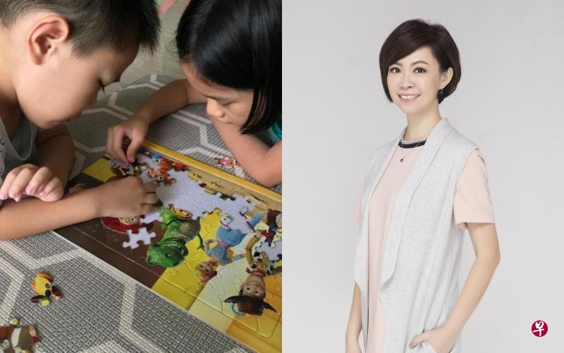 DJ陈丽仪会陪孩子们玩游戏，也带他们到户外运动（左图）。（受访者提供）