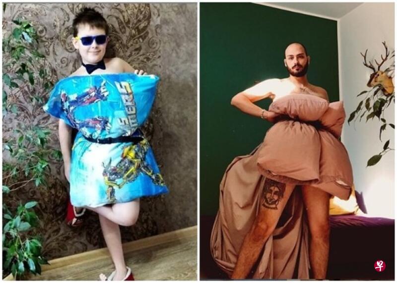 有男士不甘落后，也参与挑战。（照片取自#pillowchallenge Instagram)