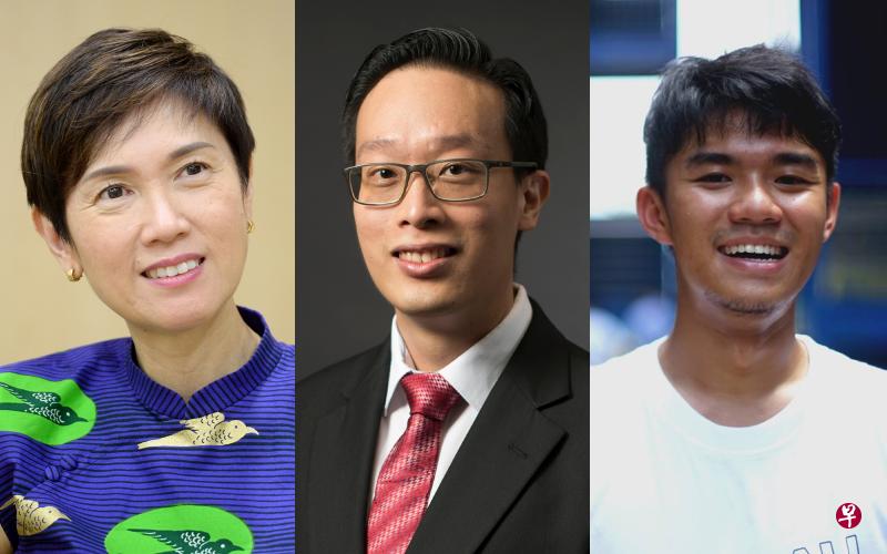 人力部长杨莉明（左起）以及在疫情期投入宿舍抗疫工作的新加坡中央医院矫形骨科顾问医生冯启尔和民间组织代表蔡引舟，将在节目中介绍目前客工宿舍的情况，并解答客工的疑虑。（档案照片）