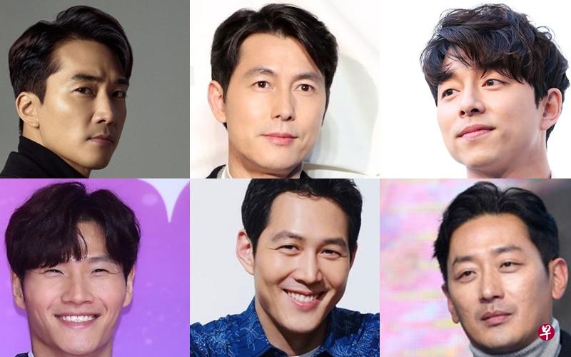 宋承宪（上排左起）、郑雨盛、孔刘、金钟国（下排左起）、李政宰、河正宇，都已年过40。（互联网） 