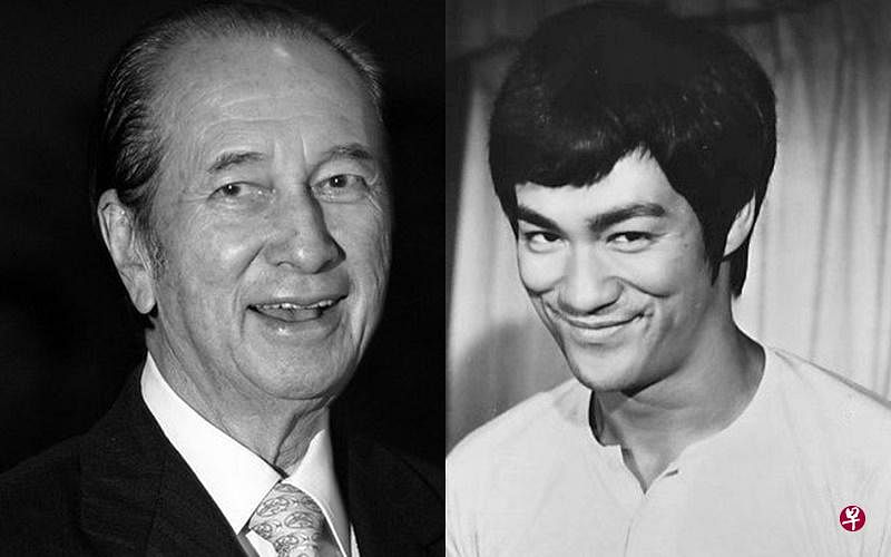何鸿燊（左）和李小龙（右）一个是赌王，一个是拳王，都叱咤江湖。 