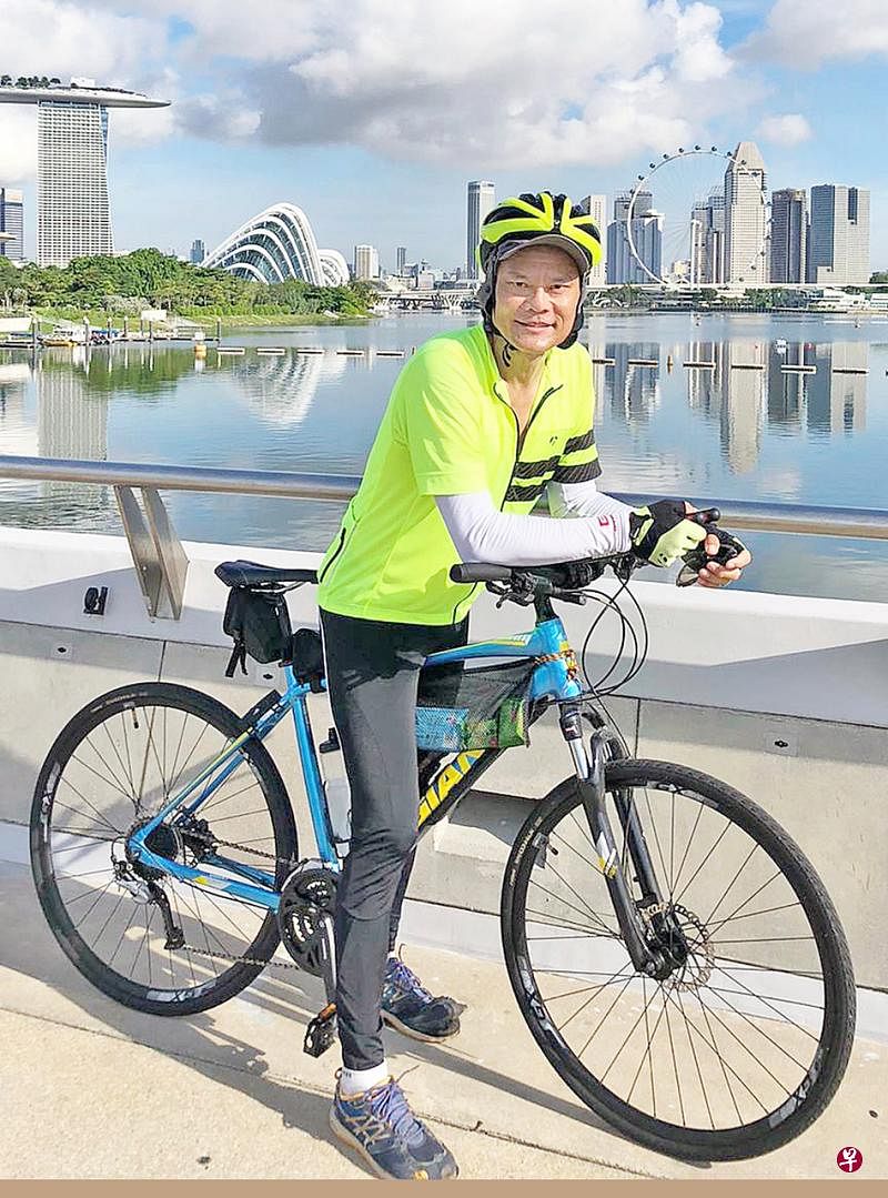 邱瑞昭再挑战自我，半个月环岛骑行八圈共计1088公里，为客工筹款。（受访者提供） 