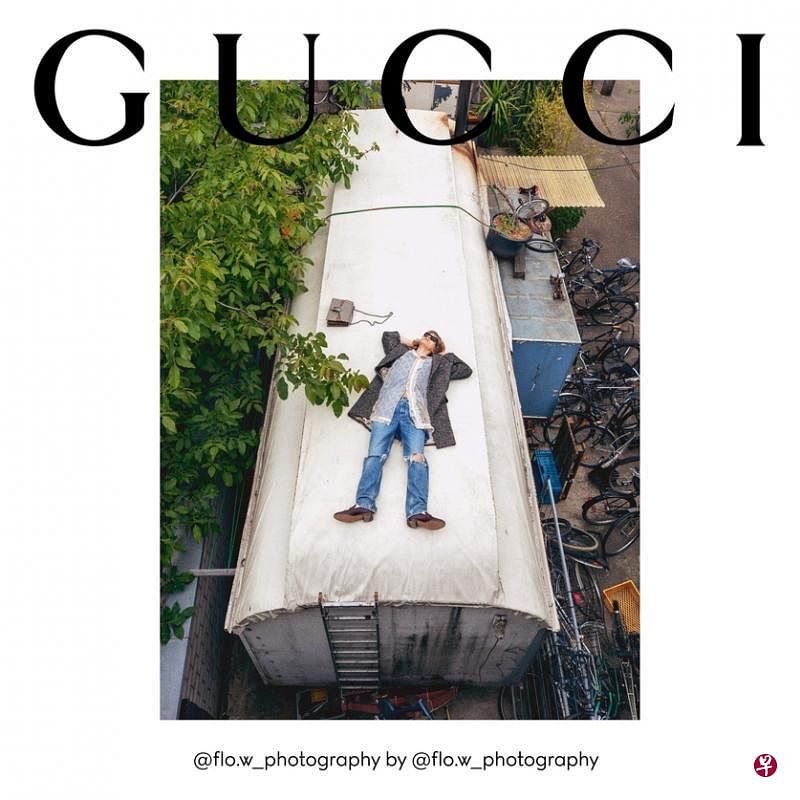 Gucci让模特自由拍摄秋冬新装造型。（取自品牌推特）