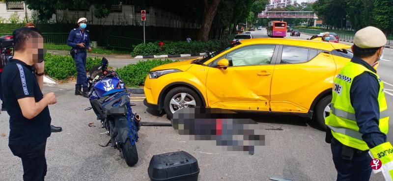 电单车迎面撞上休旅车，骑士当场身亡。（受访者提供）