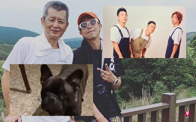 大图：黄鸿升从小父母离异，由奶奶一手带大，和父亲感情比较好。右上图：黄鸿升（右一）在社交媒体最后一张贴图，有柯有伦（左一）和好友在里面。左下图：黄鸿升的爱犬哺哺出现在他IG最后的限时动态。 