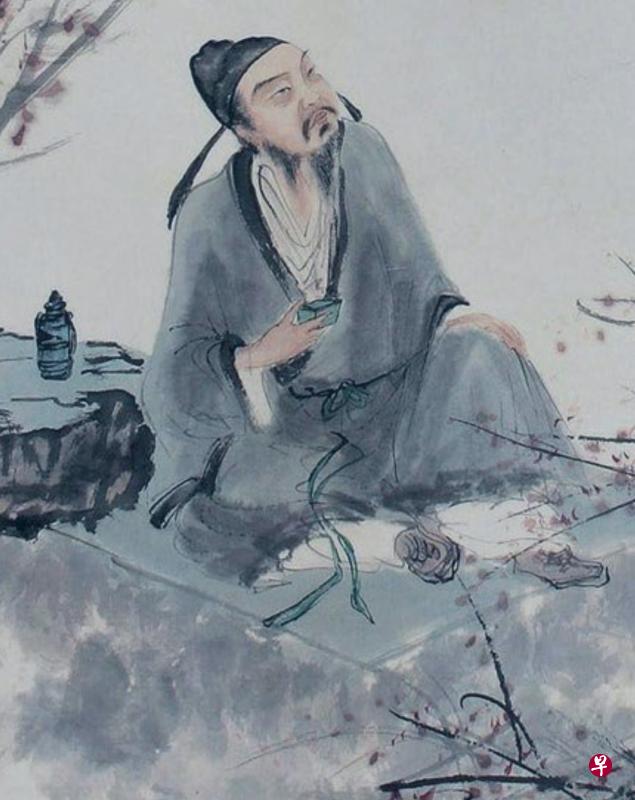 诗仙李白的创作，始终围绕着月亮团团转。此图截取自中国近代著名画家傅抱石的彩墨画。（互联网）