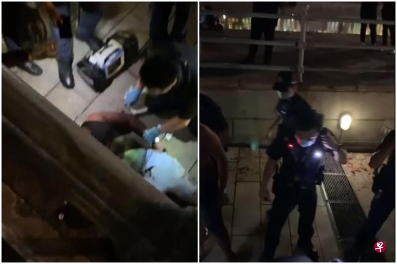 五名年龄介于21岁至40岁的男子，在余东旋街持械闹事被警方逮捕。（取自网络） 