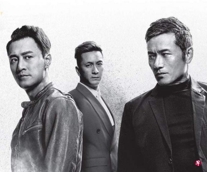 林峰（左起）回巢和马国明、苗侨伟合演《使徒行者3》，可惜雷声大雨点小。（互联网）