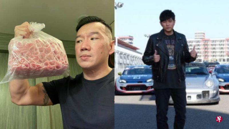 杜汶泽（左图）手拿一大包肉片，相对周杰伦的发福，自己是全身肌肉。（面簿图）