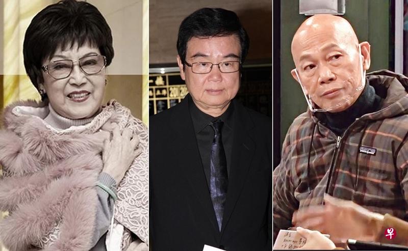 李香琴（左）今天设灵，黄百鸣（中）、罗家英（右）、苗侨伟、高志森等8人扶灵。（互联网）