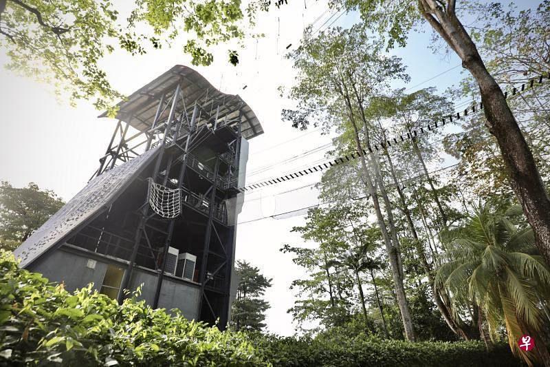 英华自主中学一名15岁男生在义顺战备军人协会俱乐部探险活动中心参与类似高空项目时发生意外，中心将暂停所有活动，配合当局调查。（严宣融摄）