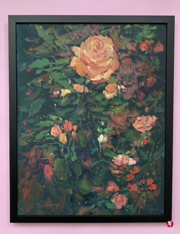 刘海宏画在纸上的油画《玫瑰I》（1992）。