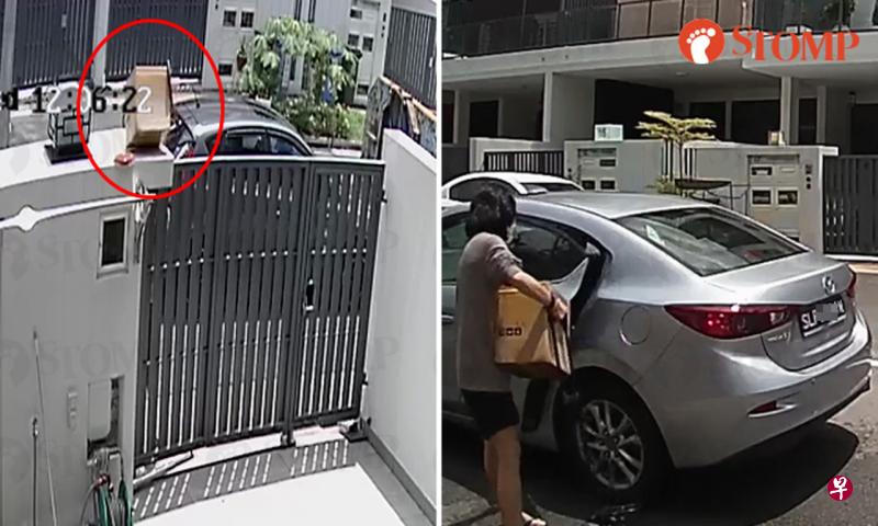 电眼画面可见，妇女拿到包裹后，再回车上。（取自STOMP） 