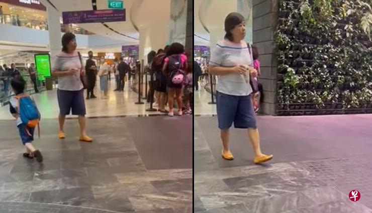 海军前女军官近日又被人发现在星耀樟宜“无罩”逛街。（视频截图） 